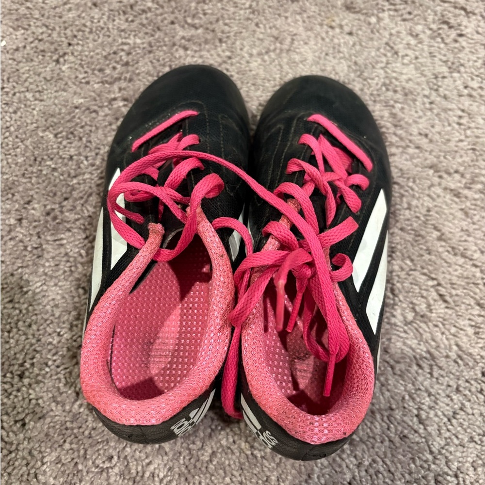 Adidas cleats size 1 black pink